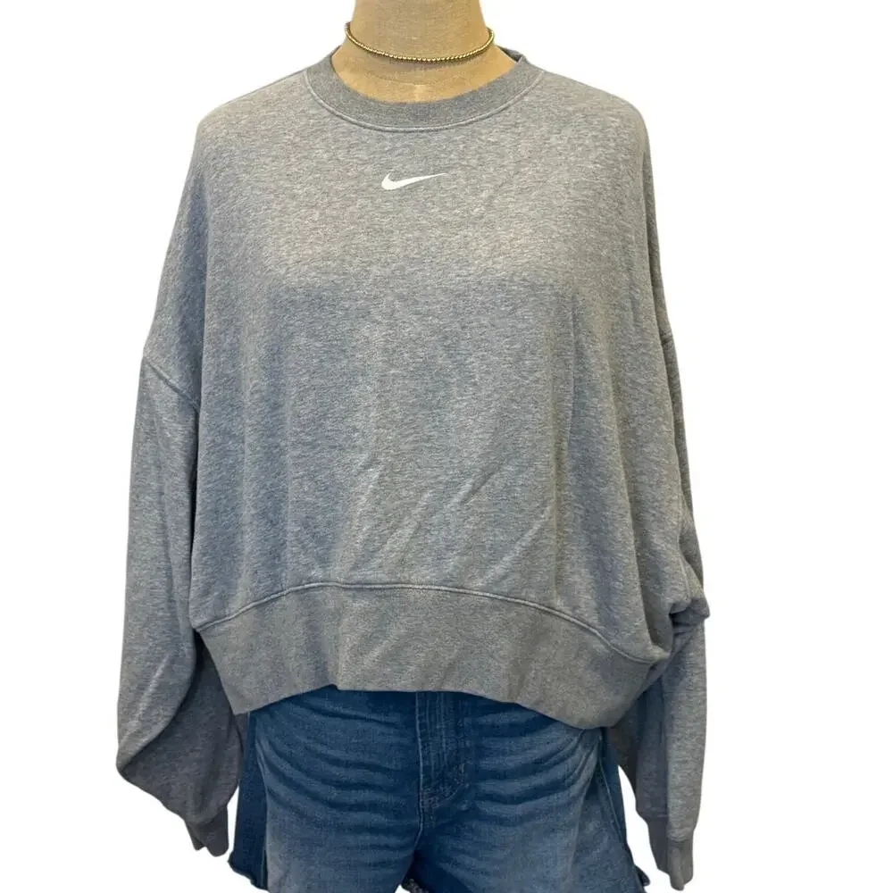 NIKE Gray Cropped Sweatshirt Top Shirt women size L